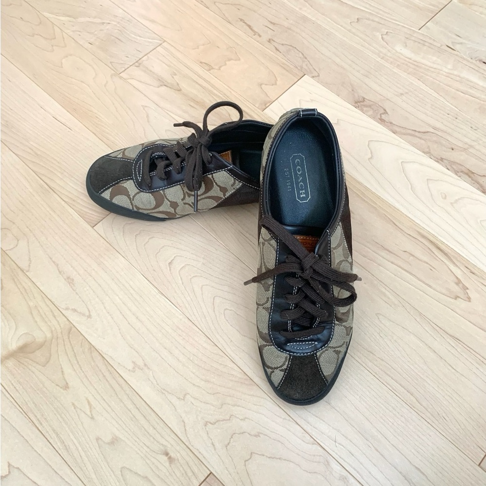 Coach Brown Signature Canvas Lace-Up Sneakers size 8.5W - Picture 10 of 15